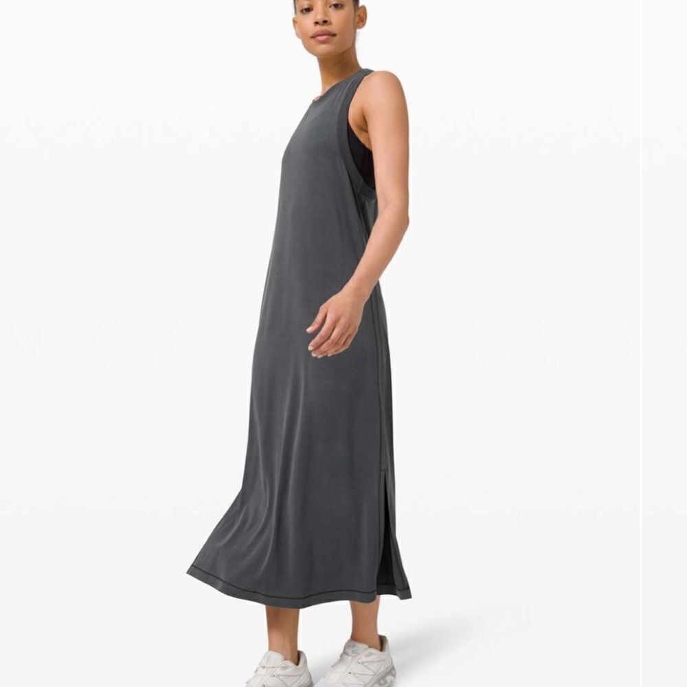 NWT New LULULEMON Ease of it All Midi Dress Graphite Gray GGRE Long Maxi 8